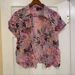 Vintage vacation button down with palm trees